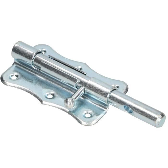 Verrou de porte à pêne coulissant KOTARBAU - 120 mm - Acier - Revêtement en poudre - Argent
