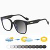 Metal Trim Temples Black Oversized Full-rim Square Comfortable Photochromic Reading Glasses +0.75 To +4