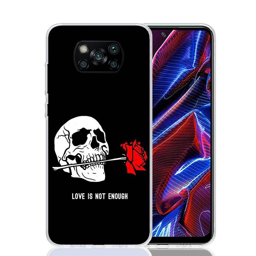 Человеческий скелет Красная роза Чехол для телефона Для Xiaomi Poco F7 Ultra X7 X6 Pro X5 Redmi 15 15C 13 13C 12 12C 10 10A 10C 9 9A 9C 9T Корпус
