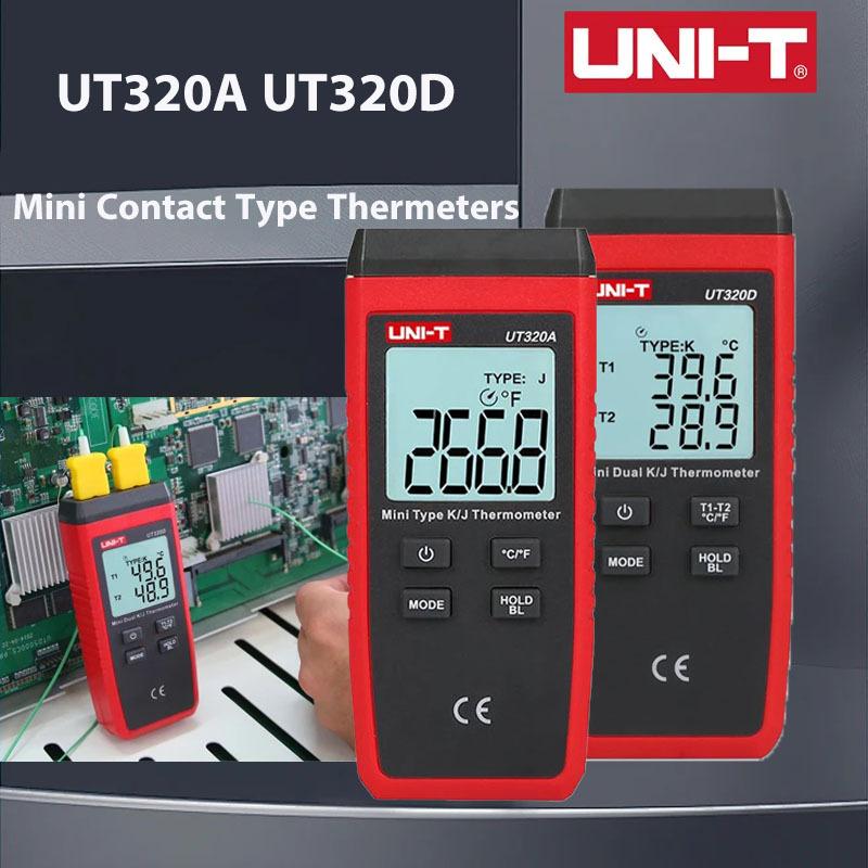 UNI-T UT320A UT320D Digital Thermometer Mini Dual Contact Thermocouple Type K J High Temperature Meter Tester -50℃ to 1200℃