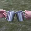 1 шт. Двухслойная чашка для воды из нержавеющей стали для улицы 180/300 мл для кемпинга, пикника, для напитков, для кофе, портативная, с карабином