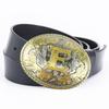 Letter E Family Belt Whole Two-layer Cowhide Belt Gold and Silver