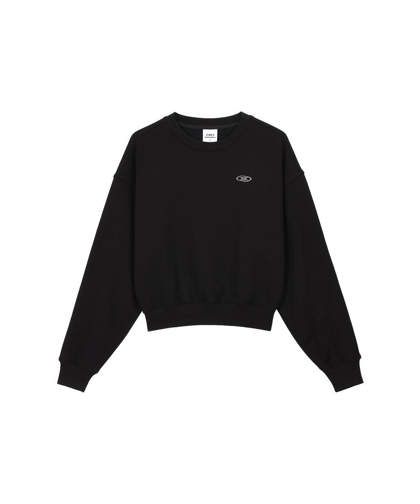 BORN TO WIN W Silver B Crop Sweatshirts [Black]