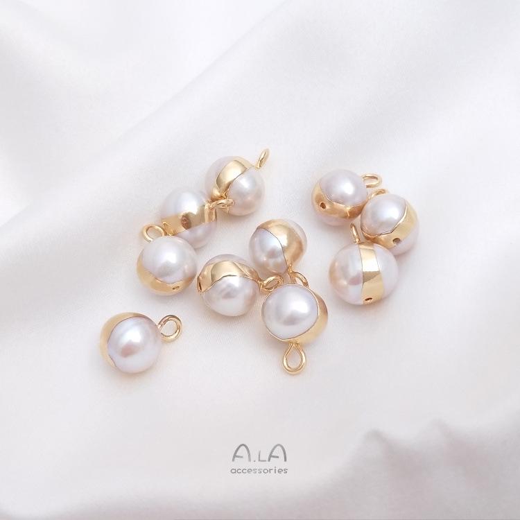 Натуральный барочный неправильной формы жемчуг с двумя отверстиями, рисовая бусина, плоская круглая подвеска для ручной работы, DIY, безельная оправа