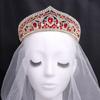 Bridal Crown Red Rhinestone Tiara Wedding Photo Accessories Wedding Dress Hair Accessories Crown
