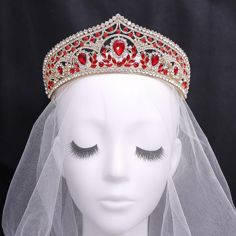 Bridal Crown Red Rhinestone Tiara Wedding Photo Accessories Wedding Dress Hair Accessories Crown