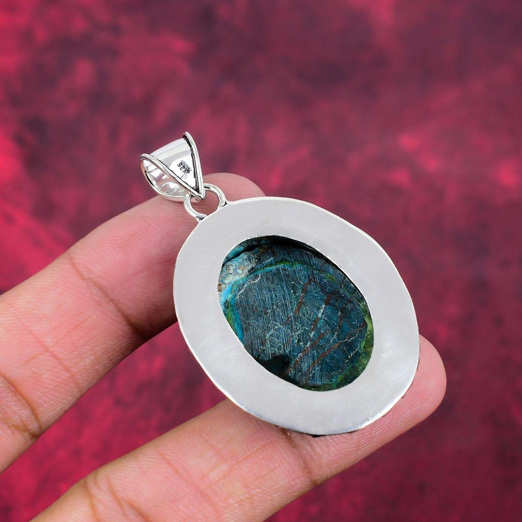 Blue Turquoise Handmade Gemstone Pendant, 925 Solid Sterling Silver Antique Jewelry Pendant, For Engagement Gift