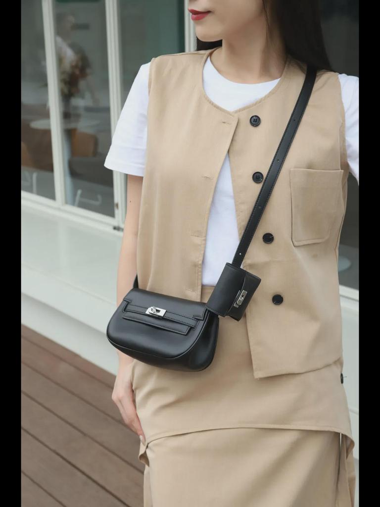 Женская сумка-мессенджер Twin Dumpling из натуральной кожи высшего качества: Модная сумка-седло, универсальная сумка через плечо, нагрудная и поясная сумка