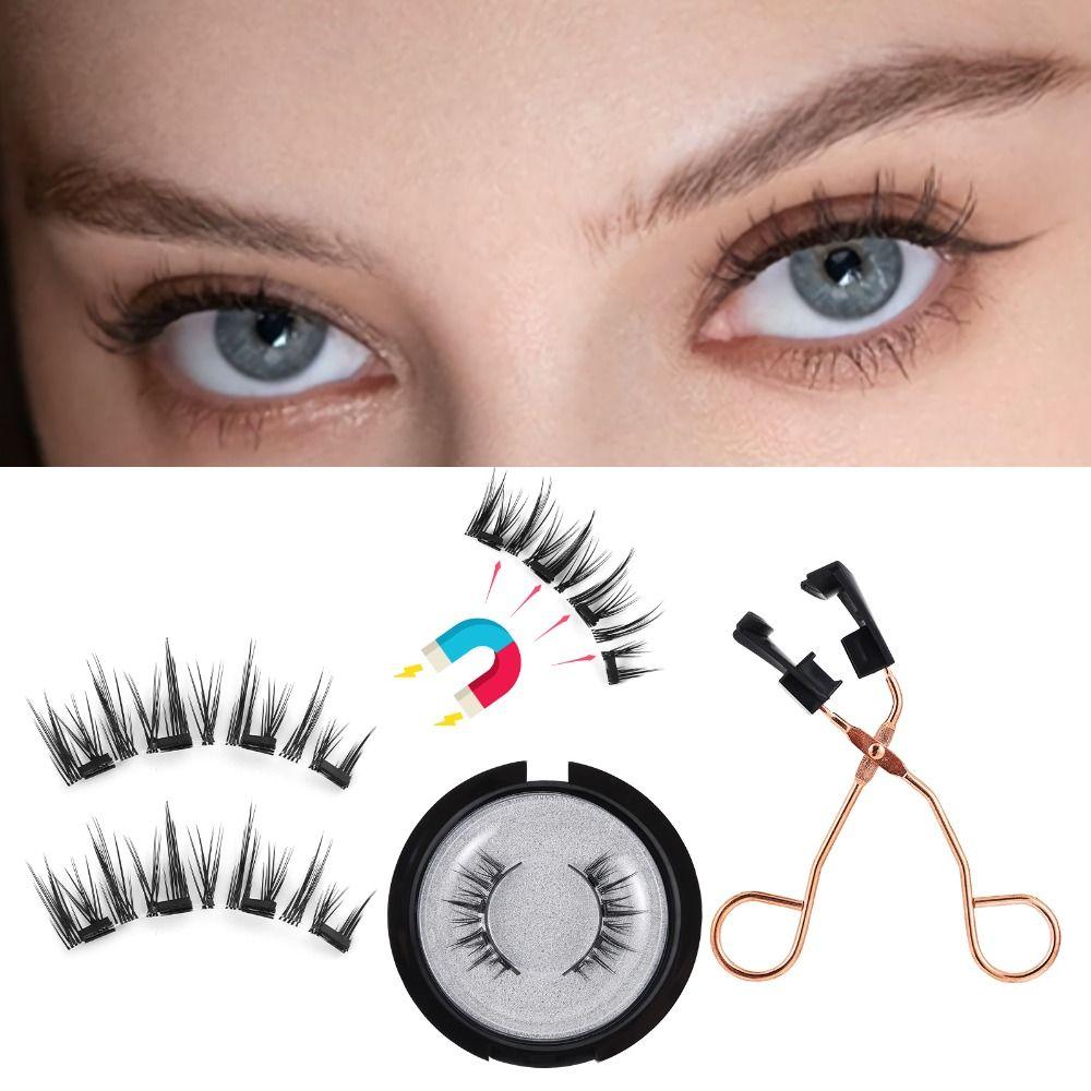 Easy to Wear With Applicator Reusable Eye Makeup Tools 2 Magnets Magnetic Eyelashes