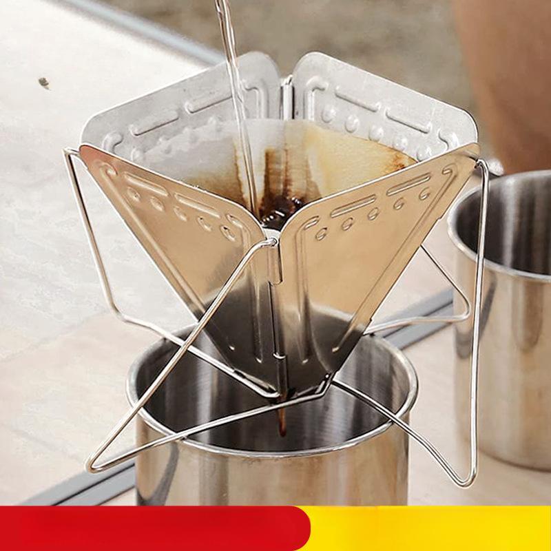Стойка для кофейного фильтра из нержавеющей стали 304, портативная для кемпинга на открытом воздухе, складной фильтр-чашка, мини-аксессуары для ручной стирки