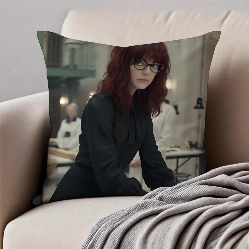 actress EEmma Stone Cushion Cover Pillowcase Antidustmite Invisible Zipper Short Plush Sofa Cushion