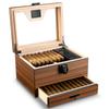 Сигарный хьюмидор из кедра с цифровым гигрометром и увлажнителем, предохранительным замком, ящиком для хранения сигарных аксессуаров и герметичным шкафом-хьюмидором