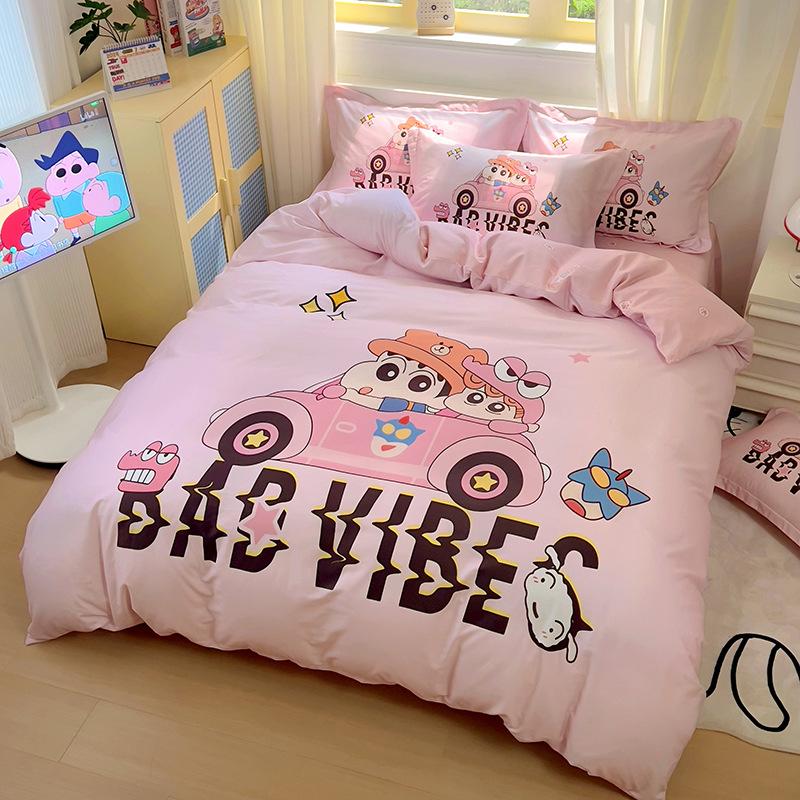 C-Crayon Shin-Chan Bedding Set Pillowcase 2/3/Pcs Boy Girl Shin-Chan Duvet Cover Adult Children Gift Single Double Large Size
