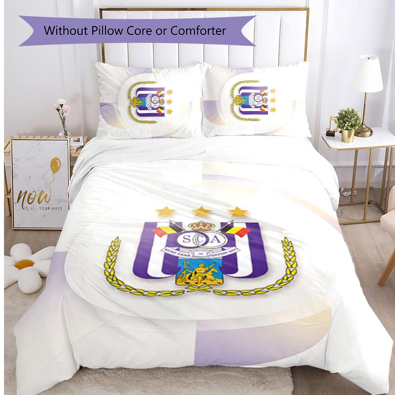 Anderlecht FC Printed 3PCS Bedding Set Breathable Duvet Cover with Pillowcases Decorative Bed Linen for Bedroom Home