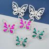 Trendy 2022 Butterfly Earrings with Colored Rhinestones and Alloy Diamonds - European and American Style