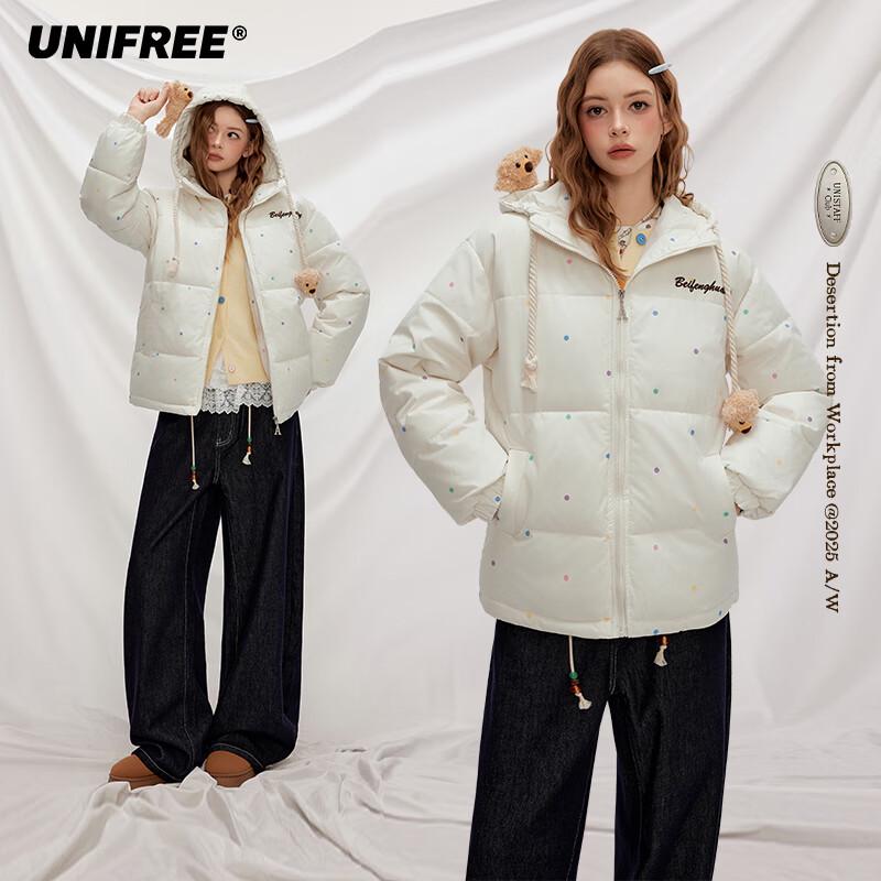 unifree Korean Style Cartoon Print Hooded Padded Jacket