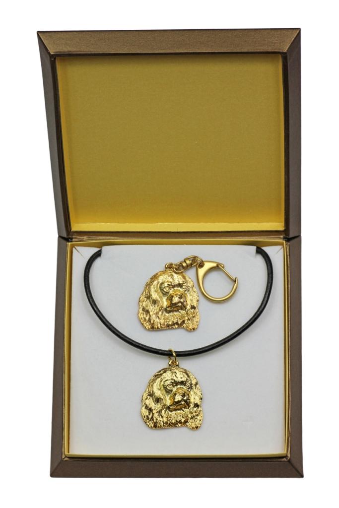 Кавалер Кинг Чарльз Спаниель - брелок и ожерелье с собакой в ​​коробке, высококачественное позолоченное изделие, бренд Art-Dog