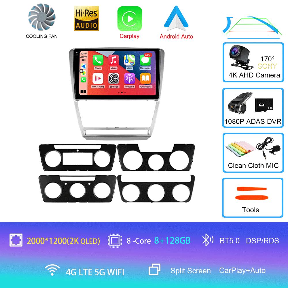 Автомобильное радио Android 14 для Volkswagen Skoda Octavia 2 A5 2007 - 2014 Мультимедийный видеоплеер Навигация 2Din Carplay DVD Головное устройство