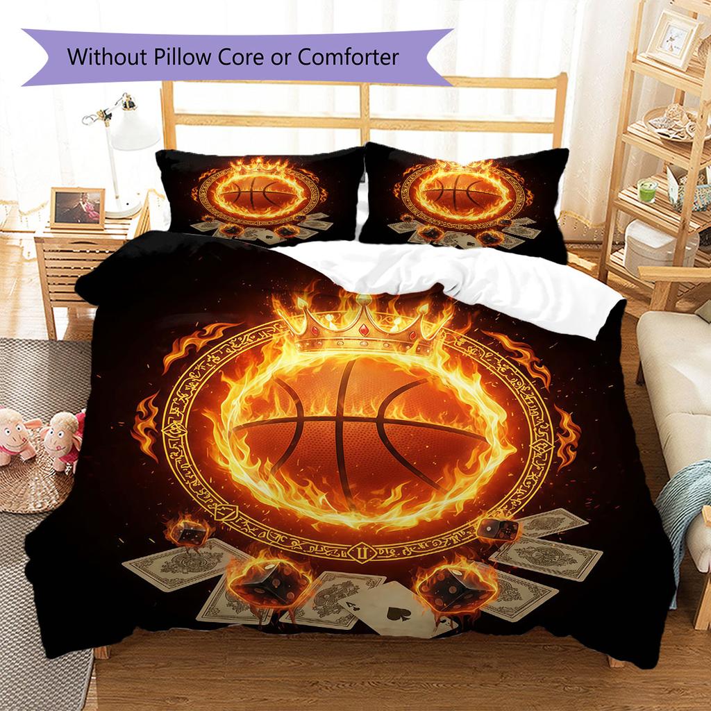Burning ball Pattern Bedding Quilt Set Quilt Cover Pillowcase Home Decoration Birthday Gift (1 * duvet cover + 2 * pillowcase, without core)