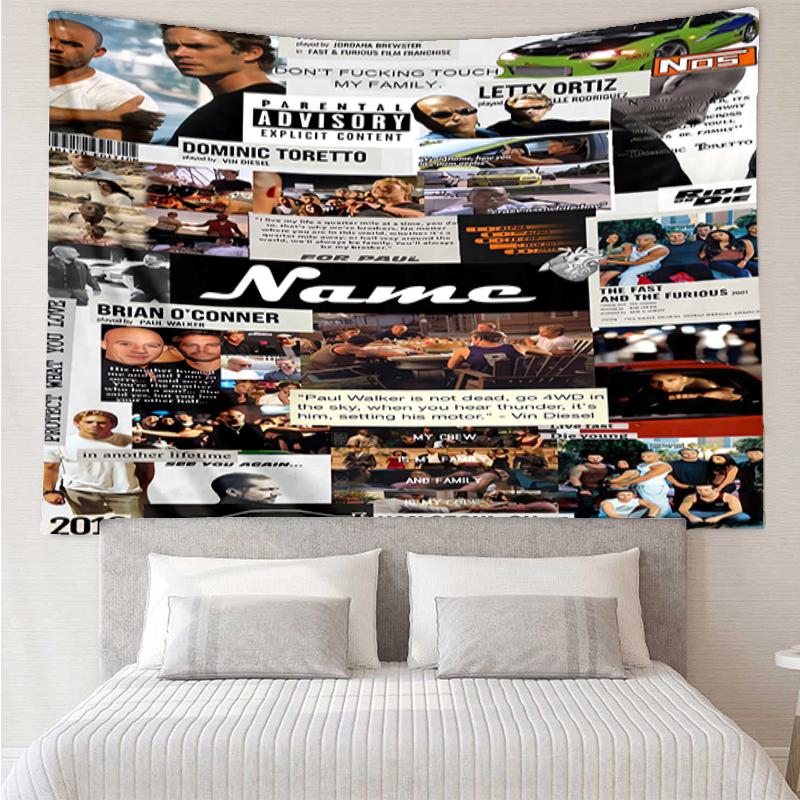 Custom Name Fast & Furious Print Tapestry, Backdrop, Easy Setup, Ideal for Bedroom, Office & Living Room, with Aesthetic Wall Hanging Decor.