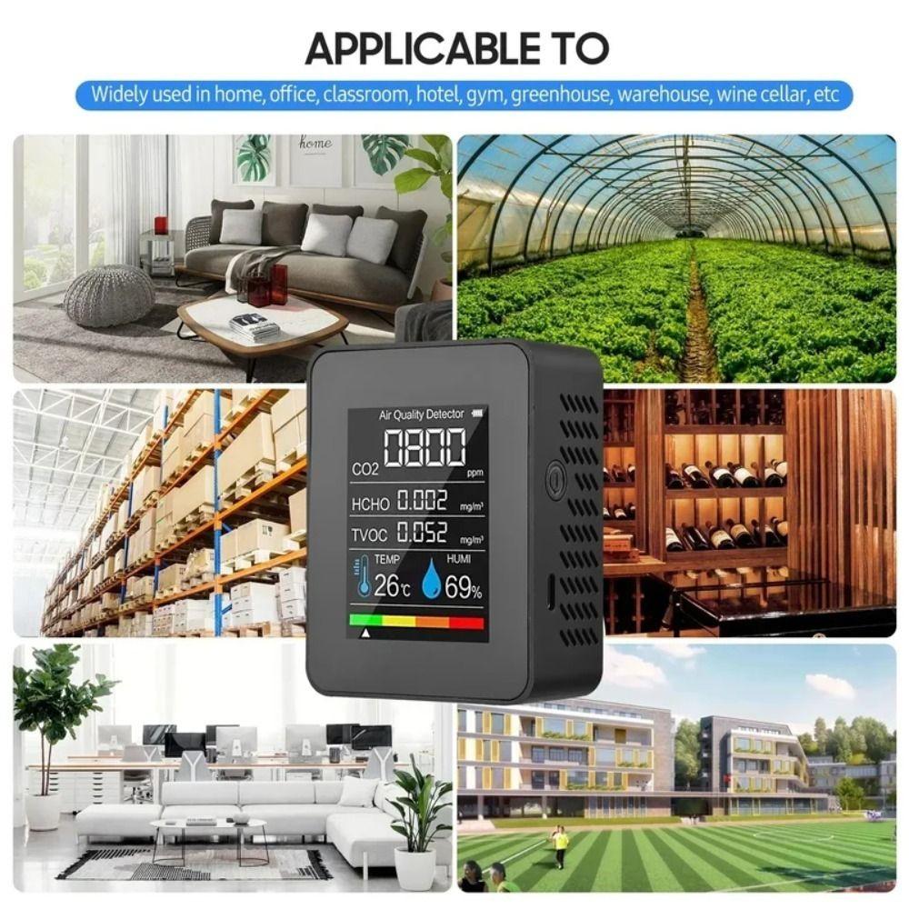 5 in 1 Air Quality Monitor Temperature TVOC Tester Multifunctional CO2 Detector Office