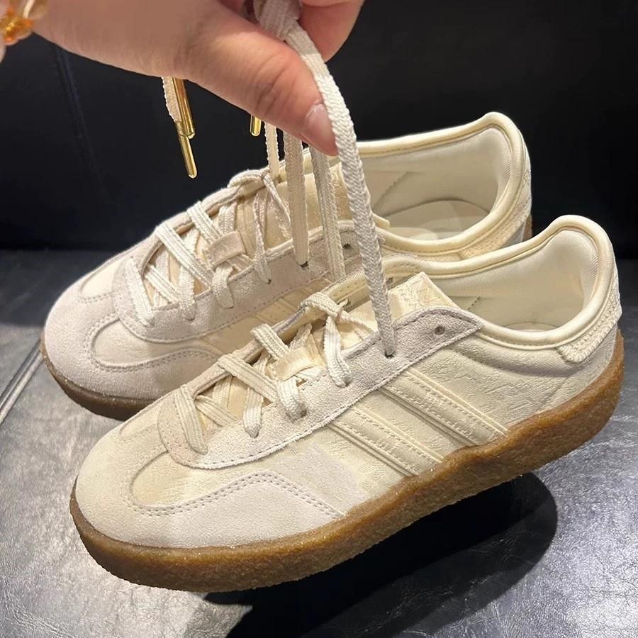 Ретро мода круглый носок повседневные универсальные на плоской подошве туфли Dexun 2025 новый студенческий стиль спортивная обувь кеды белые туфли