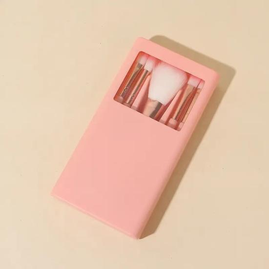 Yousheng 5Pcs/Set Women Makeup Brush Kit with Mirror Storage Box Professional Synthetic Eye Shadow Blush Foundations Concealer Blending Cosmetic Brush