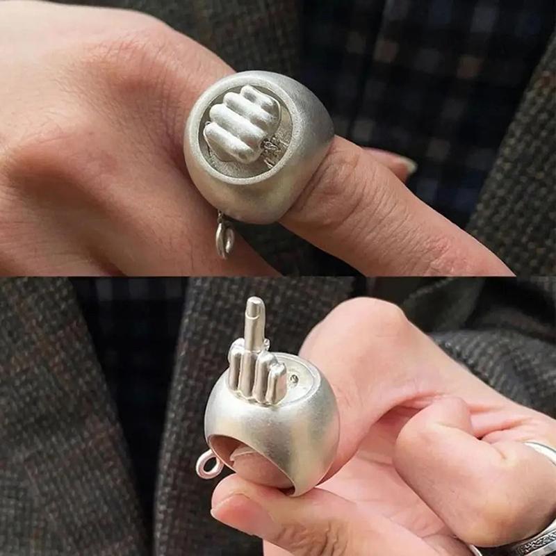 Забавное всплывающее кольцо на средний палец, розыгрыш, подарок на средний палец, забавное кольцо для снятия стресса, интерактивное кольцо на средний палец, выражающее настроение