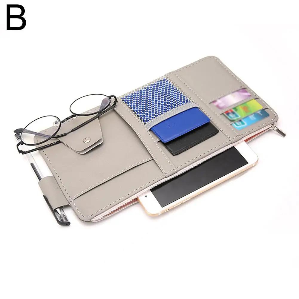 Автомобильный многофункциональный солнцезащитный козырек, зажим для хранения, зажим для автомобильных карт, сумка для очков, козырек для карт, съемный квитанционный чек T2Y6