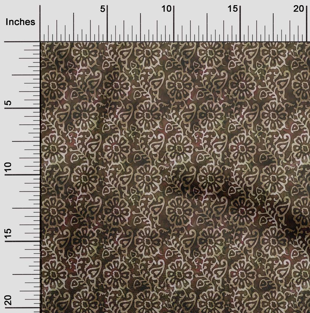 oneOone Ткань Cotton Flex Dark Rose Brown, азиатский батик, цветочный швейный материал, принт, ткань по ярдам, 40 дюймов