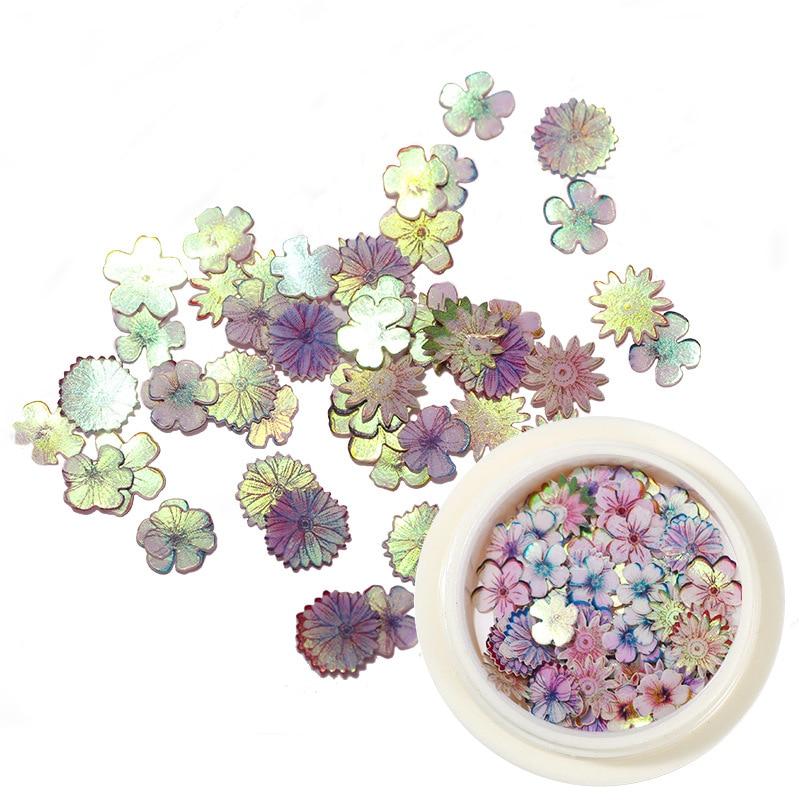 50 шт./кор. древесная масса 3D бабочка цветок блестки для ногтей хлопья ломтики украшения для ногтей аксессуары