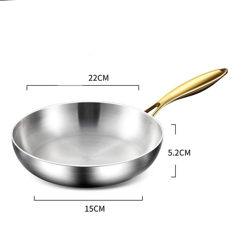 Kitchen Frying Pan 316 Stainless Steel Frying Pan Uncoated Non Stick Kitchen Cooking Pot Suitable for Gas Stove Induction Cooker