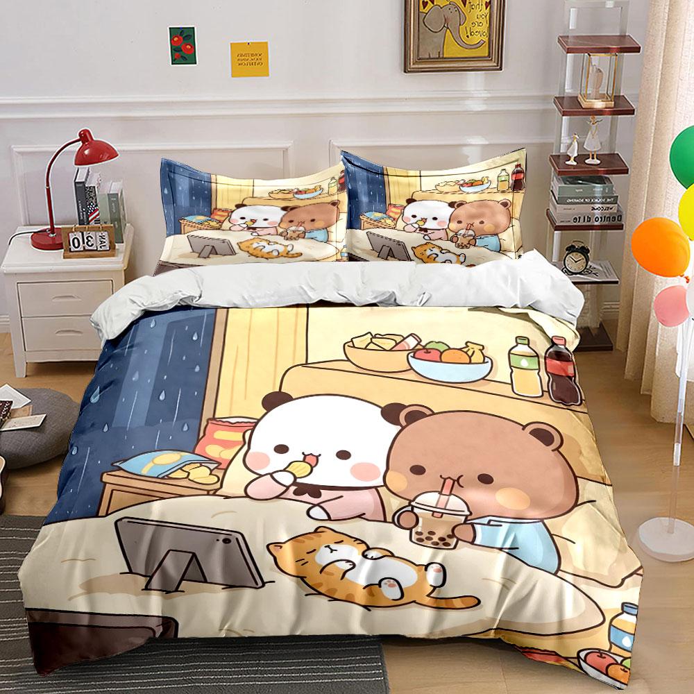 "Cozy cartoon companions delight" Bedding sets Duvet covers Pillowcases(1* Duvet Cover 2* Pillowcases without duvet insert)