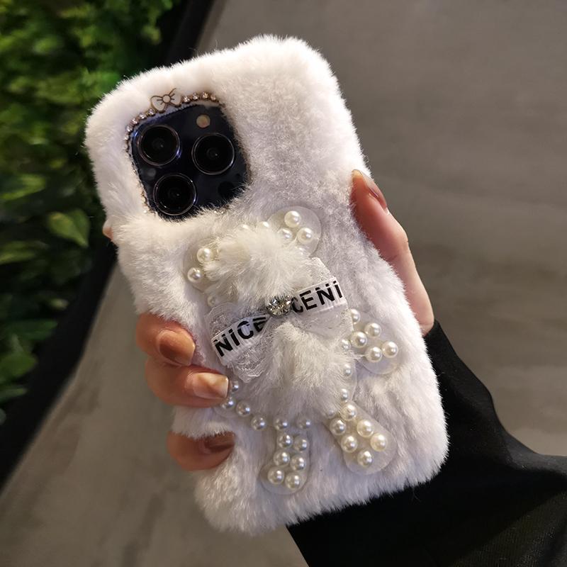 Чехол для телефона с изображением милого плюшевого медведя из мультфильма для iPhone 15 14 13 12 11 Pro Max, универсальный, устойчивый к падениям, креативный чехол для телефона с подогревом для рук