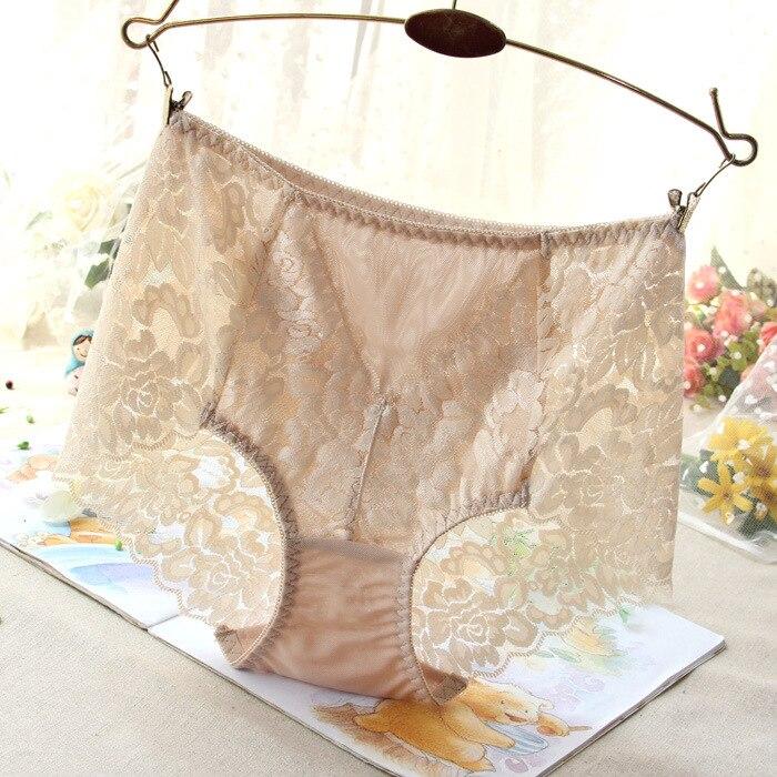 Ladies Mesh Panties High-waist Seamless Lace Underwear Briefs Transparent Silk Women Cotton Health Knickers Lingerie XXXL