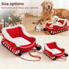 Christmas Sleigh Pet Bed Funny Fluffy Santa Sleigh Dog Bed Detachable Plush Pet Sofa Bed with Non-Slip Base for Cats Dogs Holiday Decor