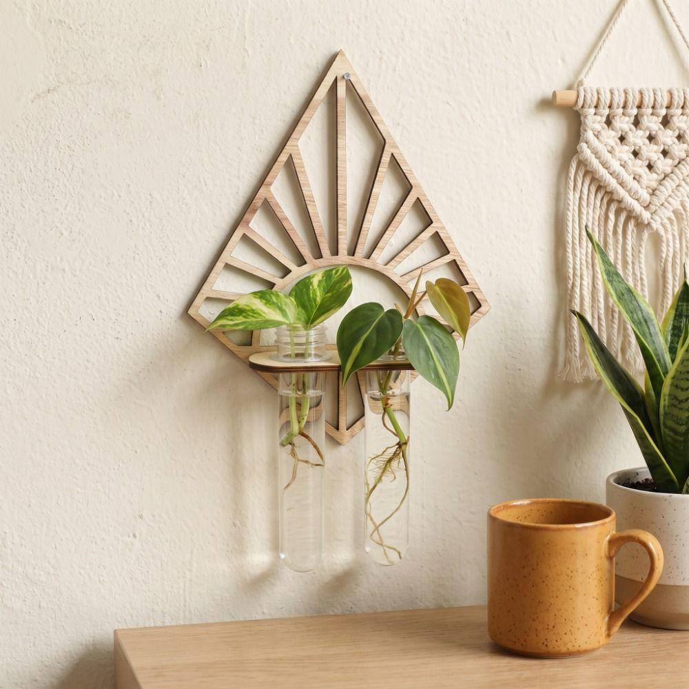Wooden Wall Hanging Planter Shelf Home Ornaments Wall Mounted Planter  Office