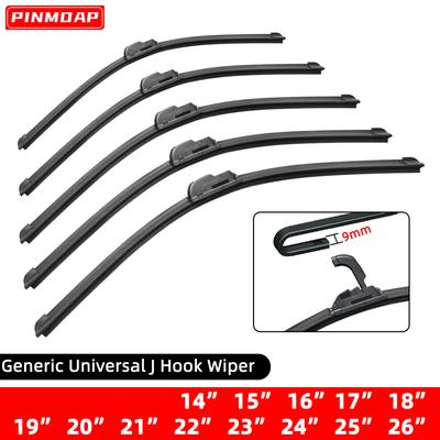 Щетки стеклоочистителя для автомобиля Hook Universal Soft Rubber Бескаркасные без кронштейна для автомобильных дворников 14" 16" 17" 18" 19" 20" 21" 22" 24" 26"