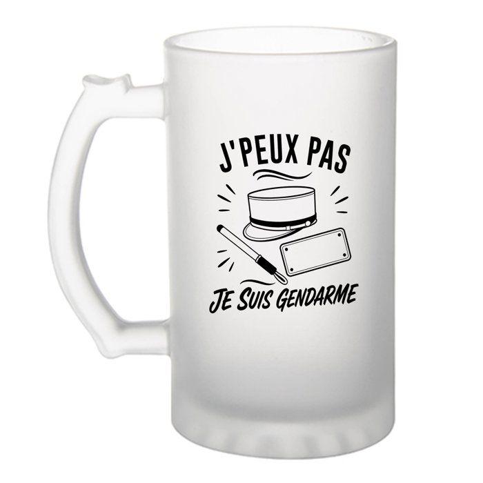Chope à bière - PLANETEE - J'peux pas je suis Gendarme - Givré - Verre trempé - 470 ml