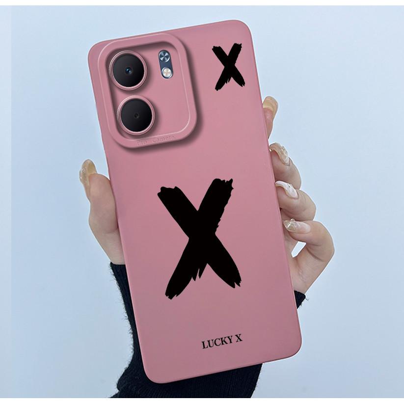 For OPPO A5x CPH2725 Cover Case Lucky Initial Letter Couple Silicone Soft Matte Phone Bumper for Oppo A5x 4G 5G 2025 Casing