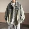 Bahor va kuz uchun o'g'il bolalar uchun loy rangli denim kurtka, yangi trendy ko'cha uslubidagi keng amerika kundalik kurtkasi