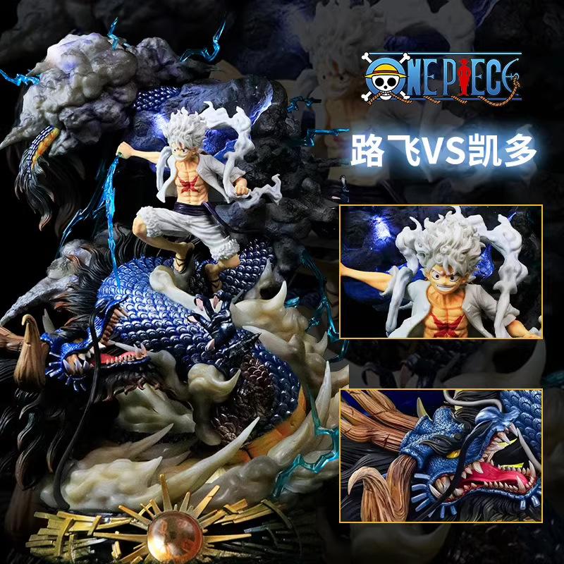 Hot Sell 23cm New Pirate King Handmade Nica Lufei Vs Longkaiduo Statue Anime Model Tide Play Ornament Handmade Holiday Gift
