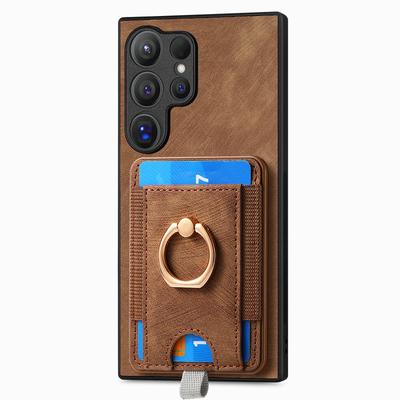 Для Samsung Galaxy S25 Ultra Магнитный чехол Задняя крышка из ПУ кожи со съемным держателем для карт