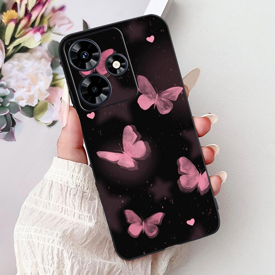 Для Infinix Hot 30 Play 30i Hot30 4G Элегантный Цветочный Кот Чехол для Телефона Для Infinix Hot 30 30Play Hot30i Черный Силиконовый Мягкий Чехол