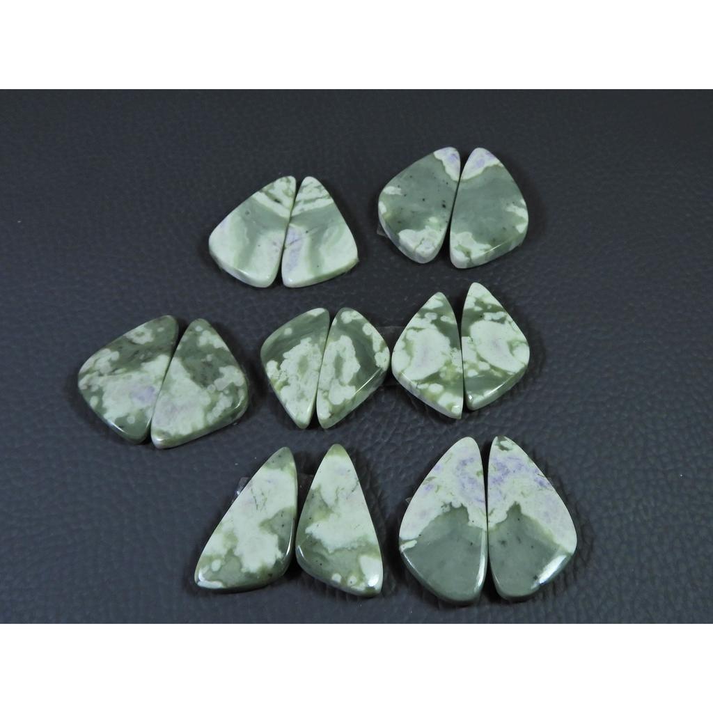 23-30 MM Natural Peace Jade Matched Pair Fancy Cabochon Gemstone 7 Pair Lot C-781