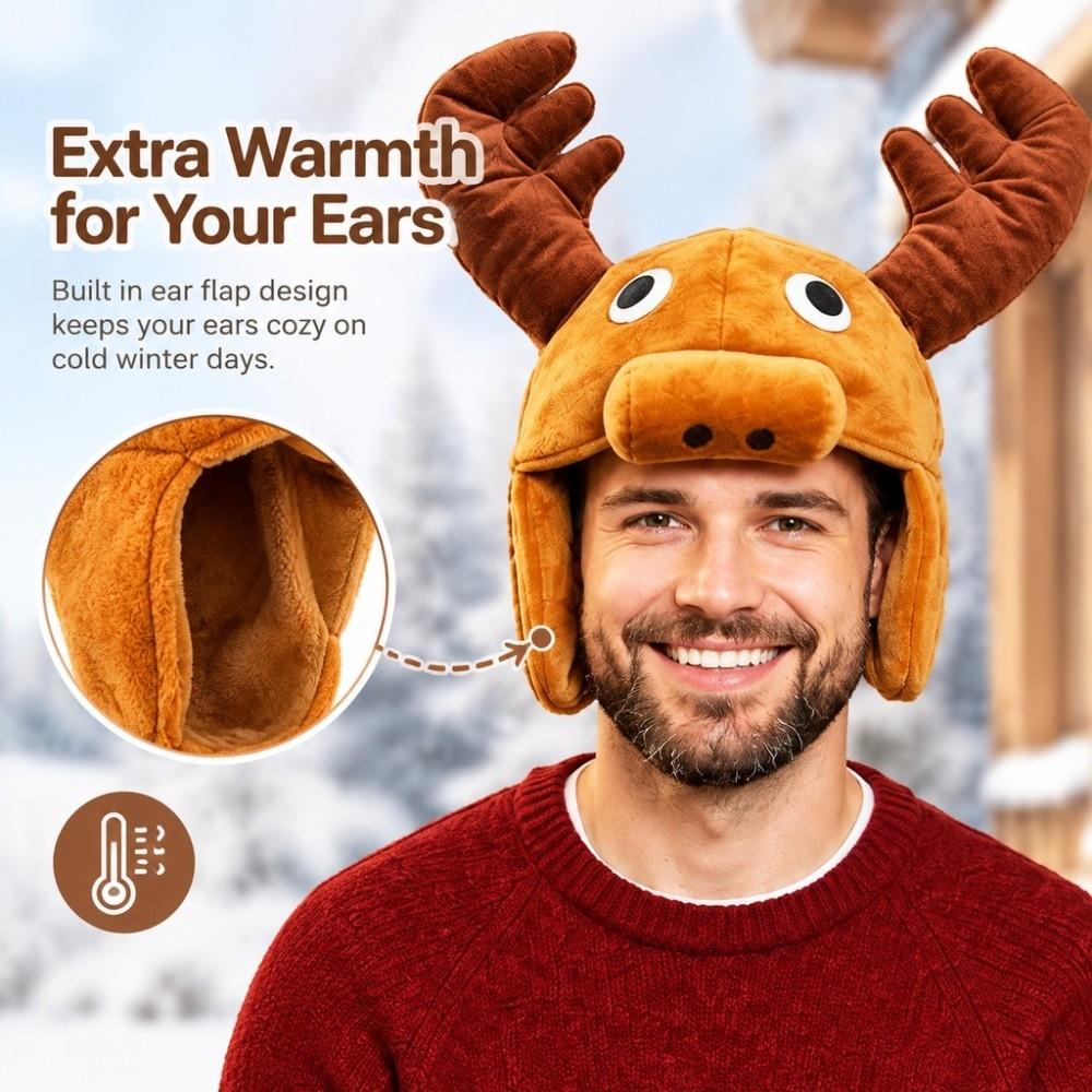 Plush Deer Hat Deer Shape Christmas Hat New Plush Head Cover Family Photo Prop