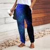 Women Starry Sky Printing Pants Lace Up Elastic Waist Loose Trousers Casual Long Pants Trousers with Pockets