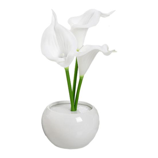 Светодиодная лампа Калла Лилия Имитация цветка Каллы Ночник с керамической вазой Искусственный цветочный прикроватный светильник для дома, гостиной, настольного декора