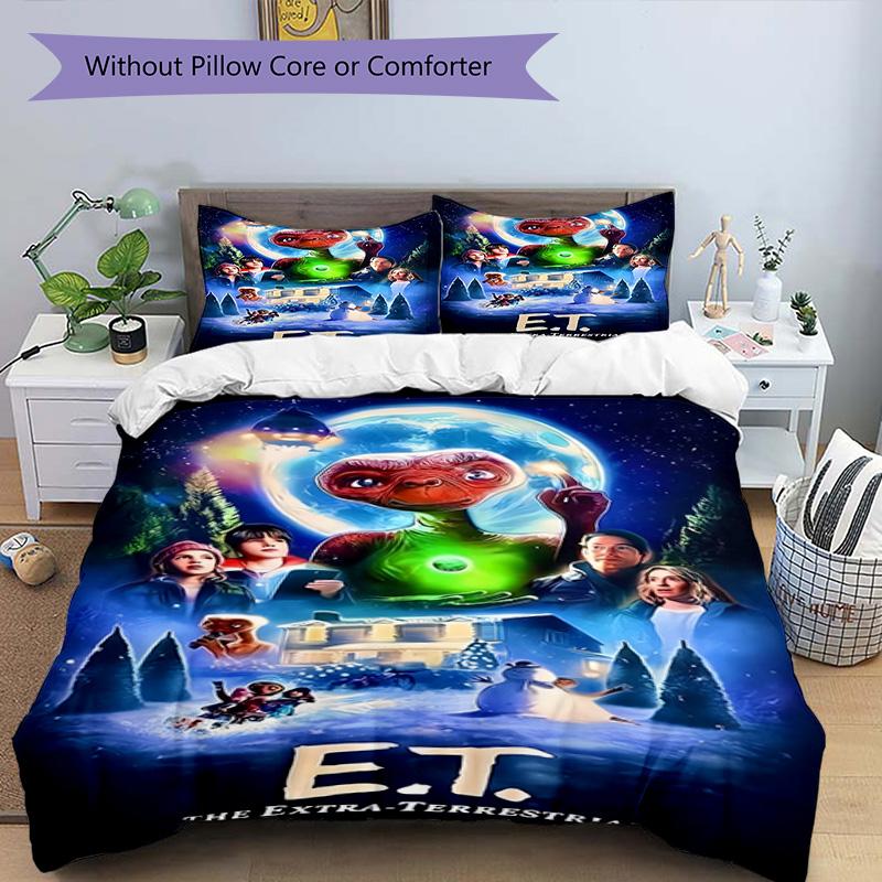 3pcs E-ET1 Design Cover Set - HD Printed Bedding with 1 Cover and 2 Pillowcases - Perfect for Home and Dorm Decor