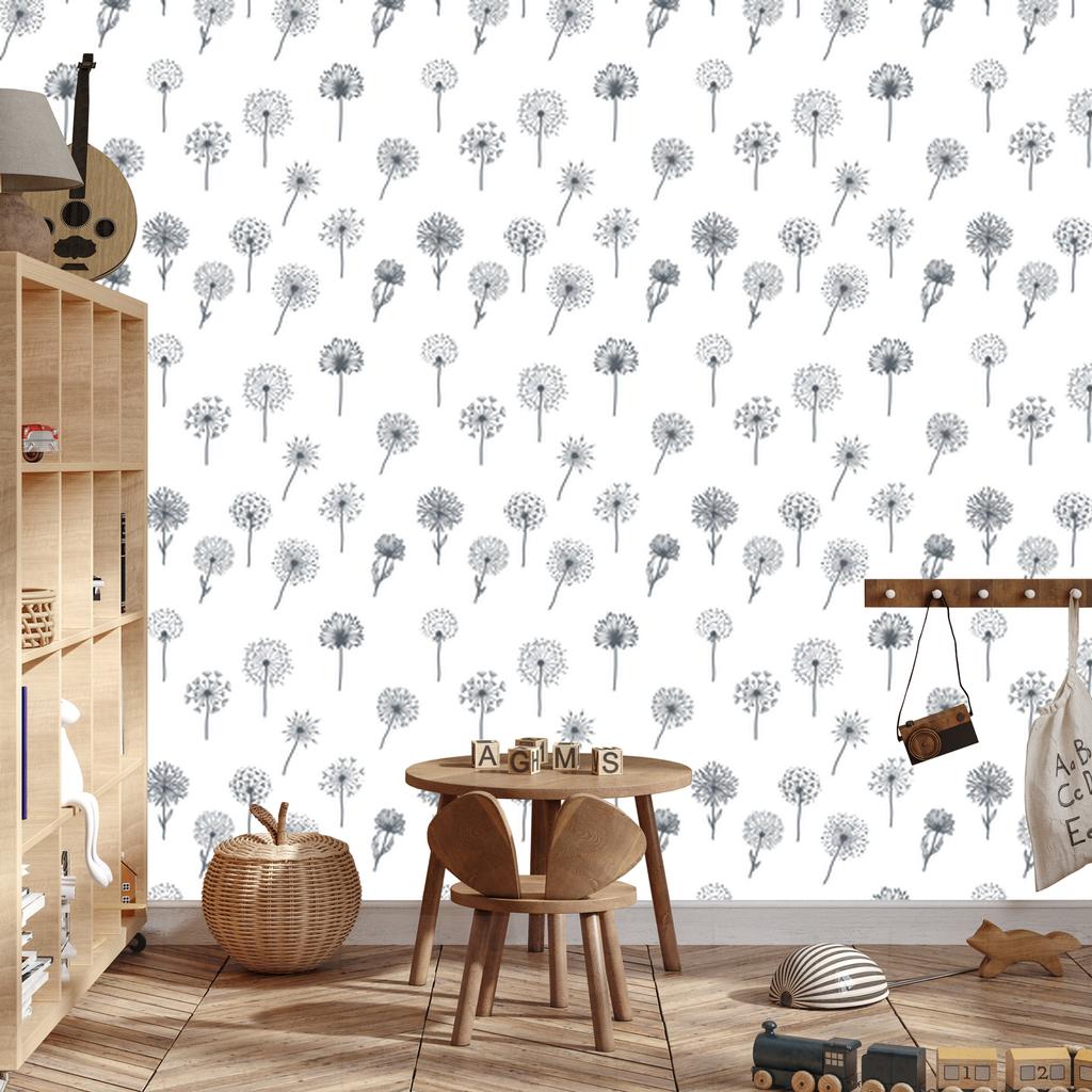 Dandelions wallpaper with meadow flowers for living room and bedroom 50x1000